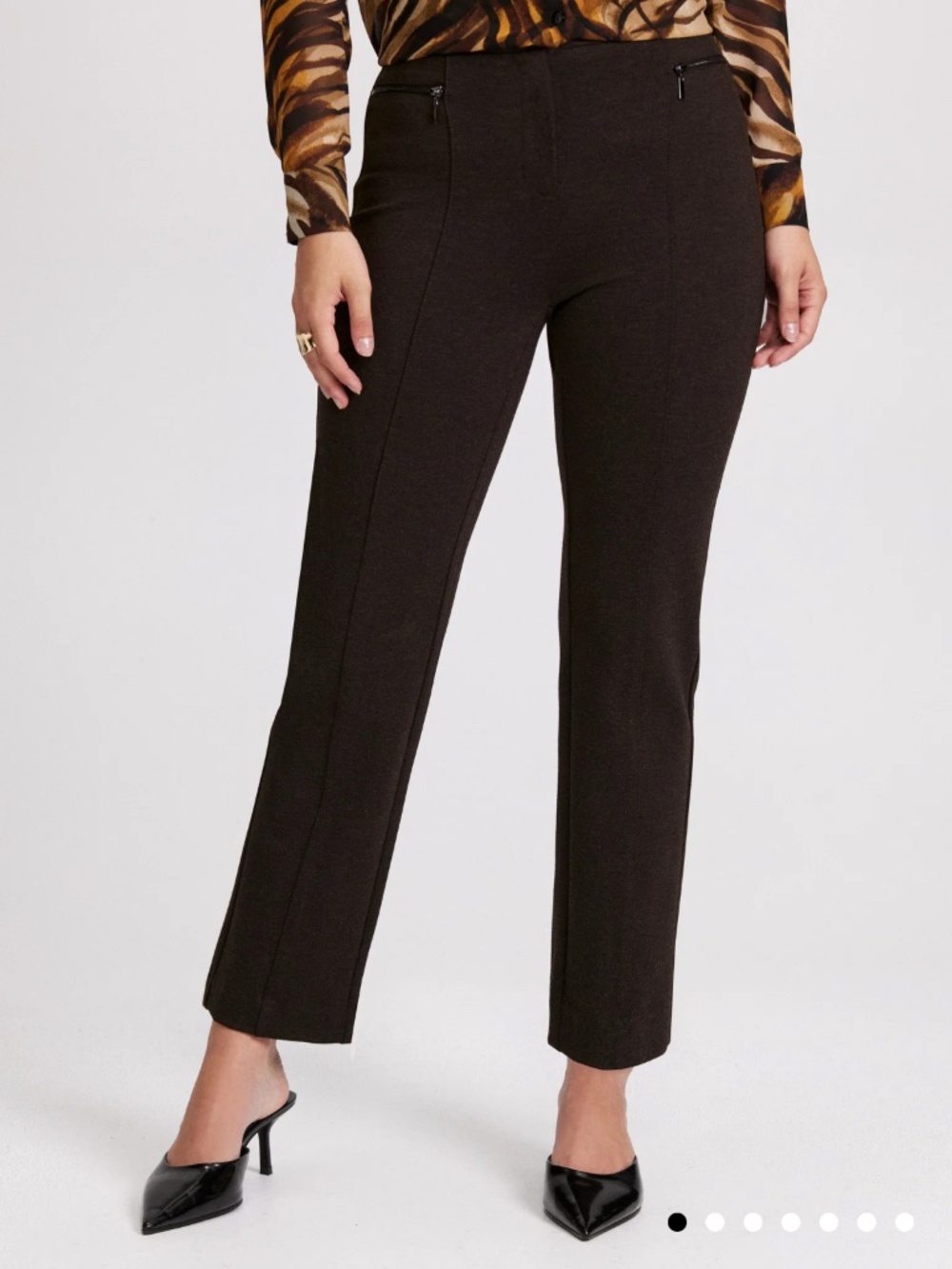 NWOT Laura Mia Straight-Leg Dress Leggings in Dark Chocolate Brown Size 8 Petite